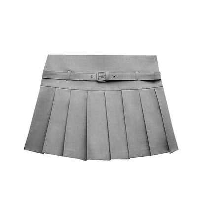 liwuka Vintage Pleated Skirt Women Y2K Streetwear High Waist A-line Slim Preppy Style Mini Skirt Shorts Autumn School Fashion