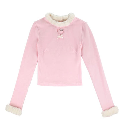 Japanese Pink Sweet Lolita Blouse Women Winter Warm Kawaii Knitted Blouse Female Long Sleeve Tops Korean Style Clothing  New