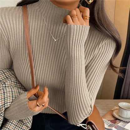 liwuka Women Sweaters Cute Button Up O-Neck Long Sleeve Pullovers Autumn Knitted Bottoming Shirts Korean Single Breasted Undercoat Tops