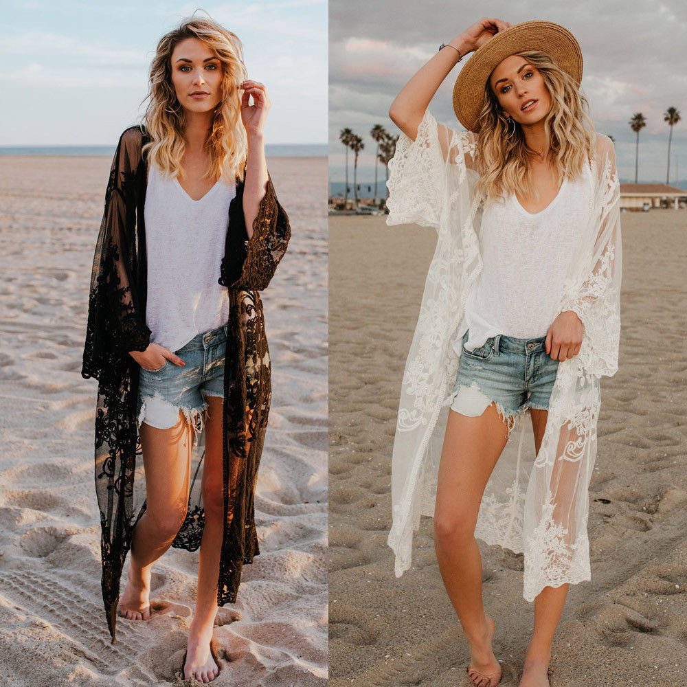 liwuka Beach Pareo Women Lace Cardigan Kaftan Shawl Coat Wear Swimwear Cover Up Blouse Tops  Sexy Bathing Suit Cape  for Swimsuit