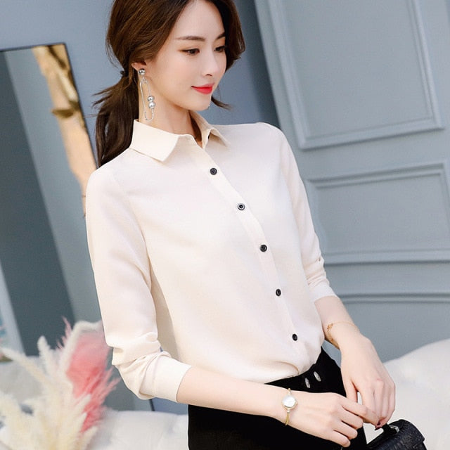 liwuka Brand Blusas Mujer De Mod Tops Long Sleeve Lapel White Blouse Office Ladies Work Blouses Fashion Clothing Blusas Womens Shirts