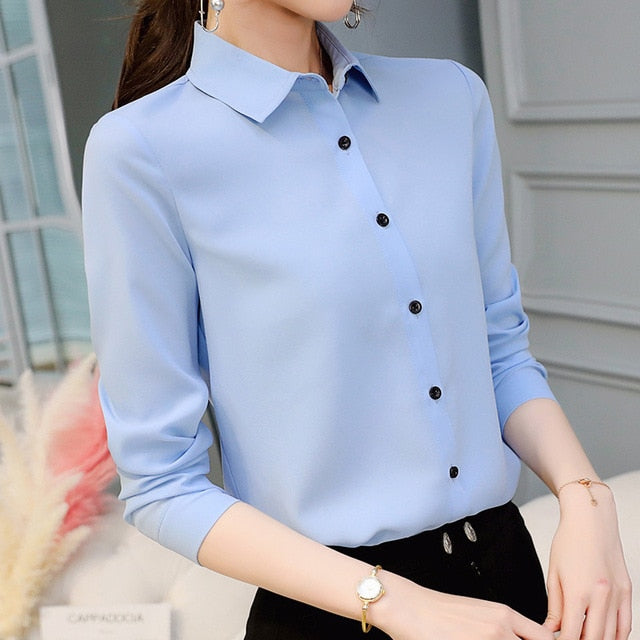 liwuka Brand Blusas Mujer De Mod Tops Long Sleeve Lapel White Blouse Office Ladies Work Blouses Fashion Clothing Blusas Womens Shirts