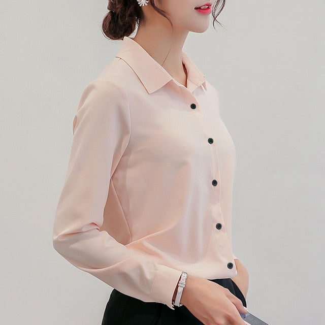 liwuka Brand Blusas Mujer De Mod Tops Long Sleeve Lapel White Blouse Office Ladies Work Blouses Fashion Clothing Blusas Womens Shirts