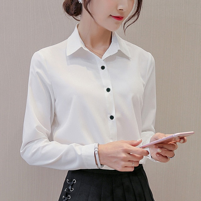 liwuka Brand Blusas Mujer De Mod Tops Long Sleeve Lapel White Blouse Office Ladies Work Blouses Fashion Clothing Blusas Womens Shirts