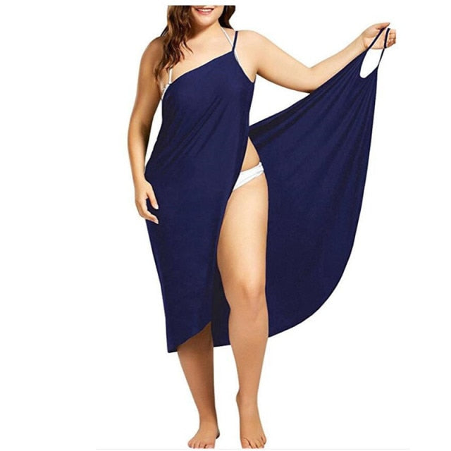 liwuka Women Beach Dress Sexy Sling  Wear Dress Sarong Bilini Cover Up Warp Pareo Dresses Backless  Swimwear Femme 5XL Plus Size stripe