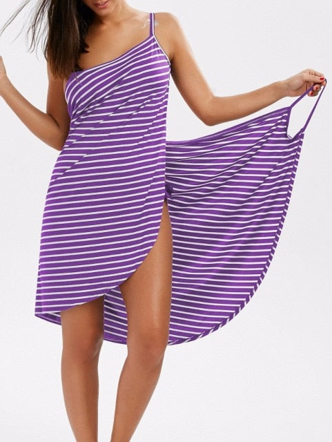 liwuka Women Beach Dress Sexy Sling  Wear Dress Sarong Bilini Cover Up Warp Pareo Dresses Backless  Swimwear Femme 5XL Plus Size stripe