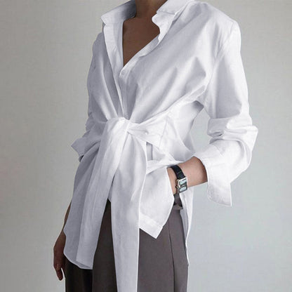 liwuka fashion women shirt blouse long sleeve ruched solid color blouse for office ladies white blue black autumn shirt