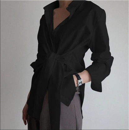 liwuka fashion women shirt blouse long sleeve ruched solid color blouse for office ladies white blue black autumn shirt