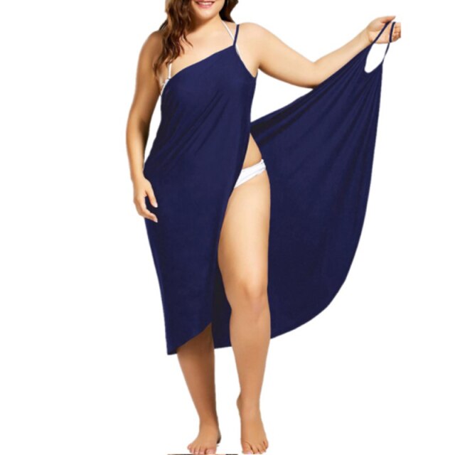 Women Beach Dress Sexy Sling Beach Wear Deep V Neck Dress Sarong Bikini Cover-Ups Wrap Pareo Towel Flower Open-Back Hot Selling