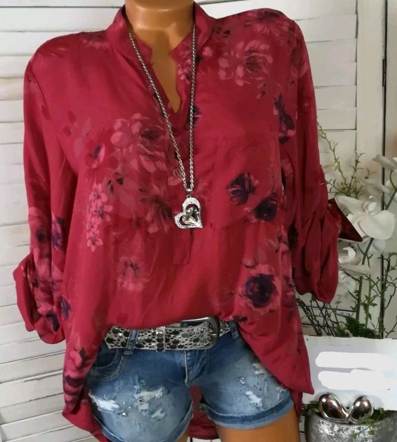 Summer Women Tops Blouses  Autumn Elegant Long Sleeve Print V-Neck Chiffon Blouse Blusa Casual Loose Shirts Plus Size 5XL