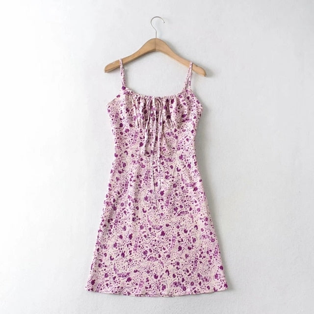 Foridol Strap Sleeveless Print Boho Summer Dress Long Women Green Floral Yellow Dresses Sundress Vintage French Style Dress