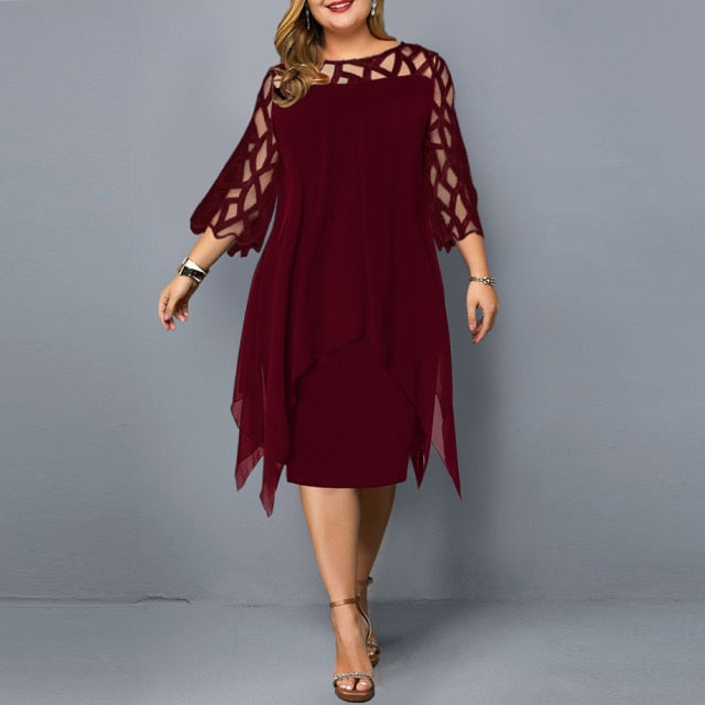 Women Summer Dress Elegant Mesh Evening Party Dresses Wine Red Women's Clothing Summer  Casual Dress Wedding Club Outfits