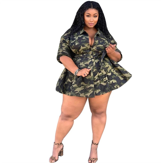 liwuka Fall Clothes for Women Plus Size Dresses Party Sexy Mini Dress with Lace Up Ladies Elegant Camo Dress