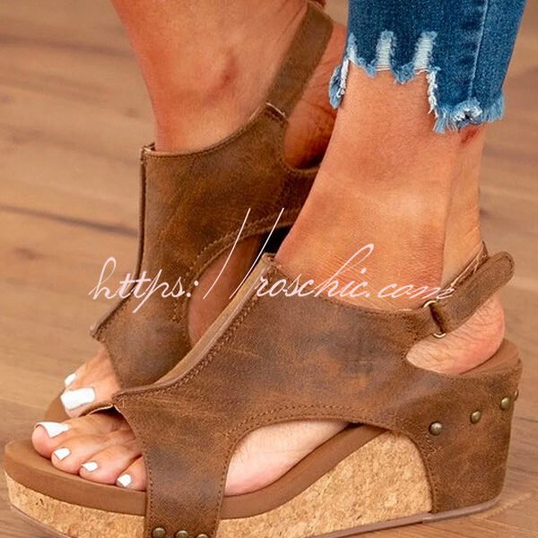 Thick-soled Fish-mouth Velcro Casual Sandals