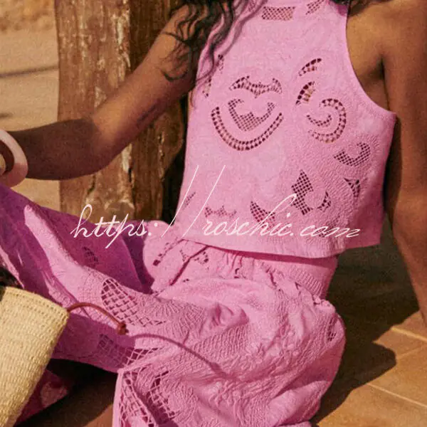 Look Stunning Cutout Embroidery Lace Crop Tank Top