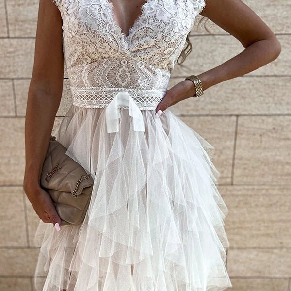 Infinite Beauty Lace Tulle Mini Dress