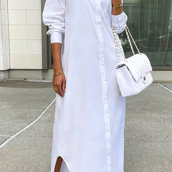 Casual Buttons Long Sleeve Shirt Dress Dresses(5 Colors)