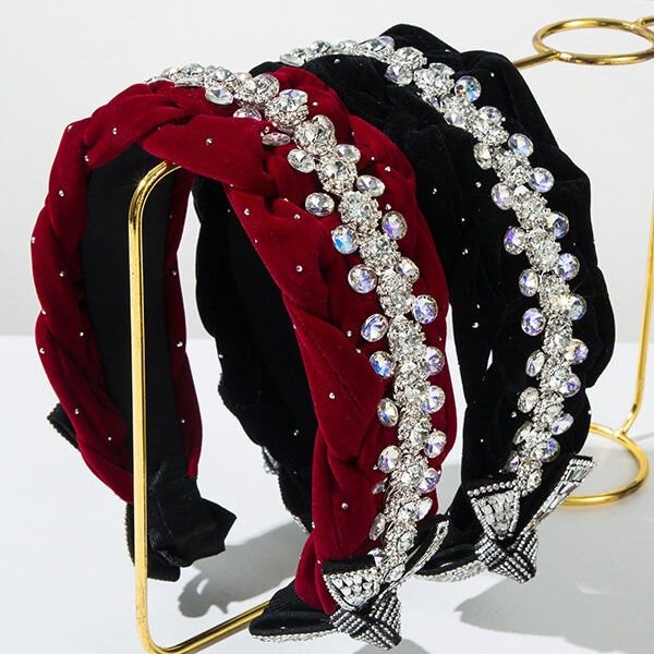 Light Luxury Starry Velvet Braided Diamond Headband