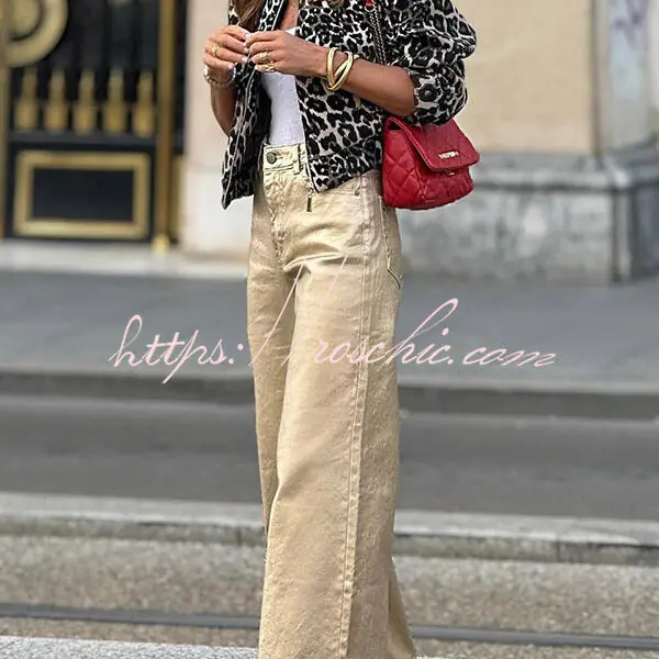 Dashing Darling Metallic Fabric High Waist Pocketed Wide Leg Pants