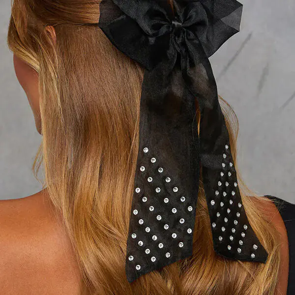 Organza Bow Rhinestone Spring Hairpin