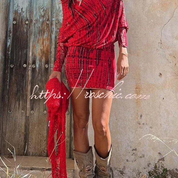 Coastal Bliss Tie-dye Print Dolman Sleeve Stretch Mini Dress