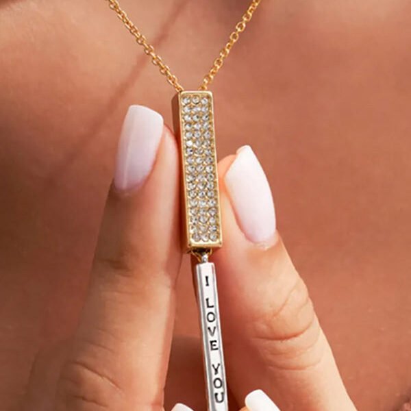 Stainless Steel Diamond Nesting Doll Retractable Three-dimensional Rod Necklace