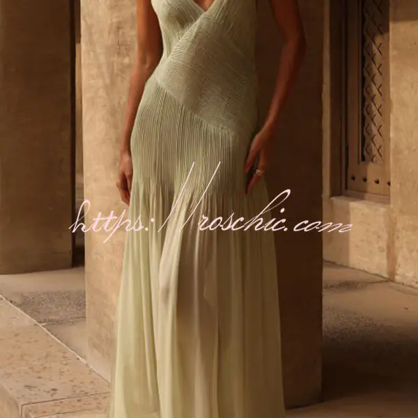 Love Letter Pleated Patchwork Flowing Slit Maxi Dress