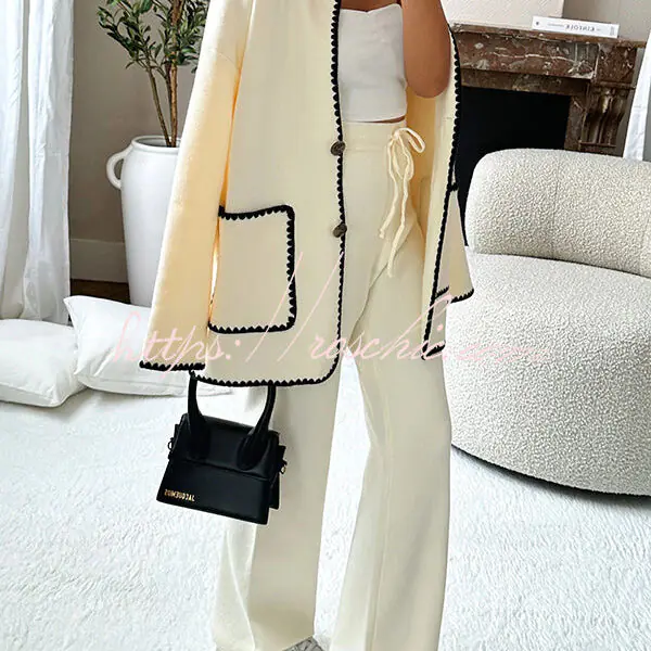 Marena Knit Drawstring Elastic Waist Wide Leg Pants