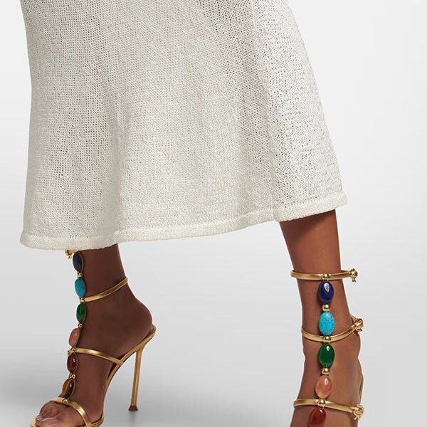 Stiletto high heels pearl open toe buckle sandals