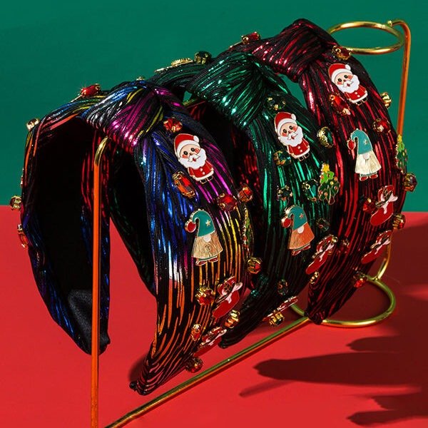 Christmas Colorful Diamond Alloy Embellished Fabric Headband