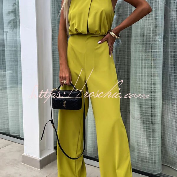 Fashionable Solid Color Sleeveless Hollow Slim Fit Jumpsuit