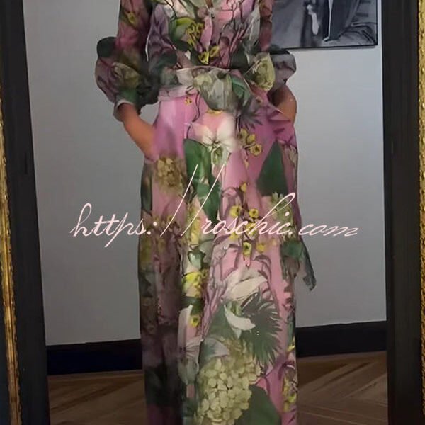 Seeds of Happiness Tulle Floral Print Elastic Waist Belt Pocketed Maxi Skirt