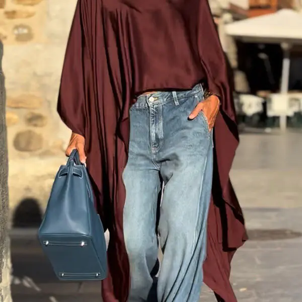 Solid Color Casual Irregular Loose Cape