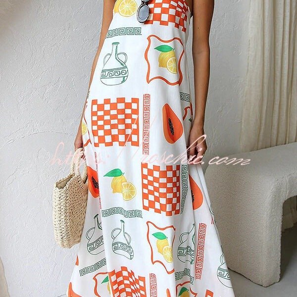 Sandy Silhouette Unique Print Strapless A-line Maxi Dress