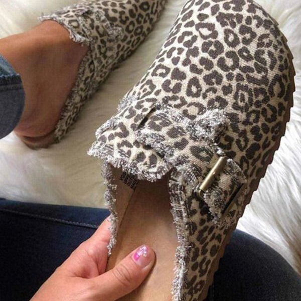Fashionable Printed Raw Edge Flat Casual Shoes