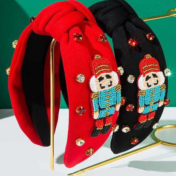 Christmas Hand-sewn Rice Bead Soldier Headband