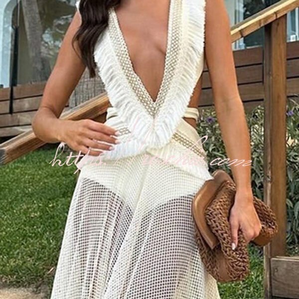 Sexy Deep V Hollow Backless Strappy One-piece Bikini Swimsuit