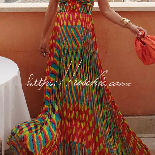 Jamila Unique Printed Sexy Backless High Rise Suspender Maxi Dress