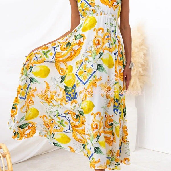 Summer Crush Abstract Print Back Tie-up Maxi Dress