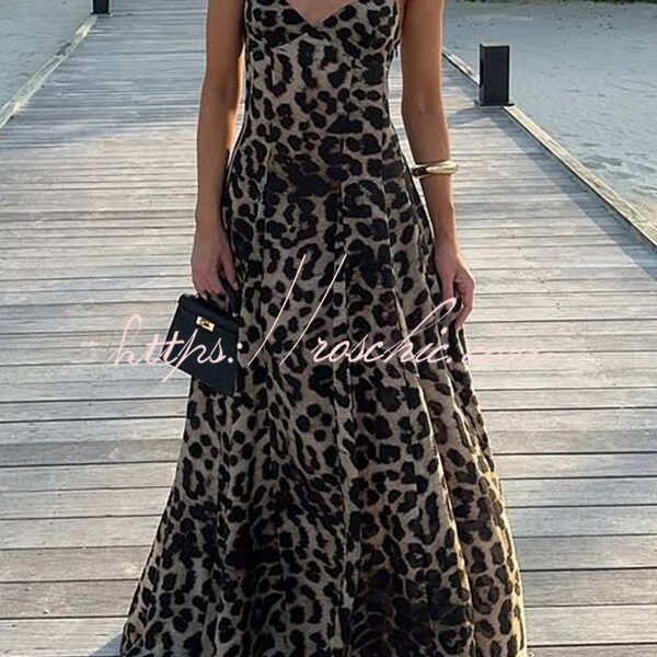 In The Maldives Leopard Waisted A-line Slip Maxi Dress