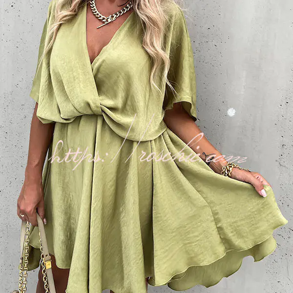 Tell You Something Batwing Sleeve Satin Dress