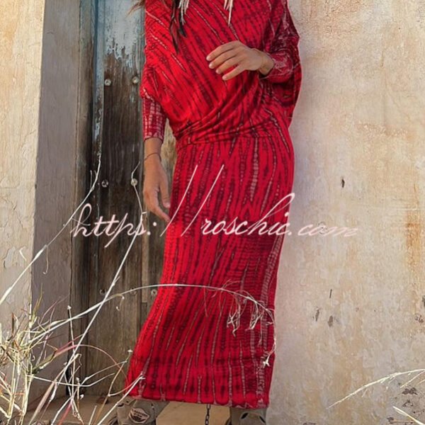 Better Off in Bali Tie-dye Print Dolman Sleeve Stretch Midi Dress