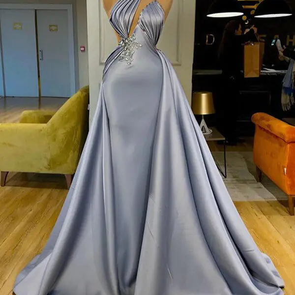 Chic Halter Beadings Long Evening Dress With Detachable Skirt