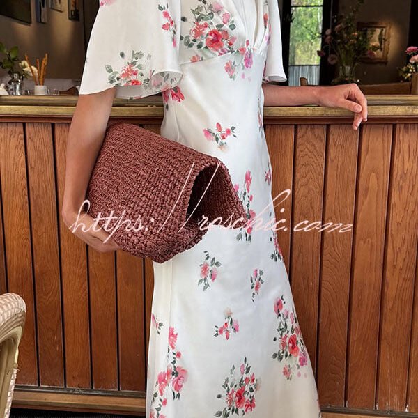 City Life Satin Floral Print Bell Sleeve Fitted Silhouette Maxi Dress