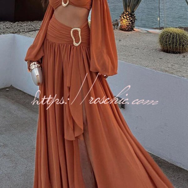 Vacation Chic Off Shoulder Balloon Sleeve Back Smocked Crop Top