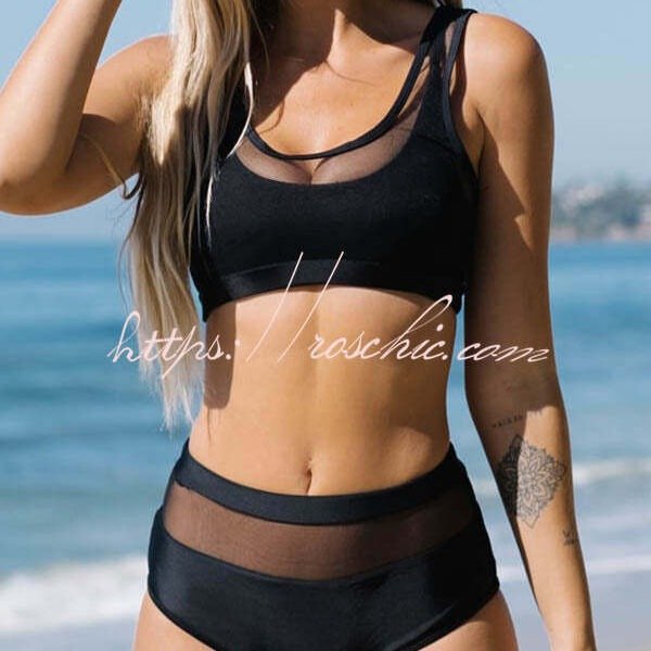 Kye Double Up Mesh Patchwork Bikini Swimsuit