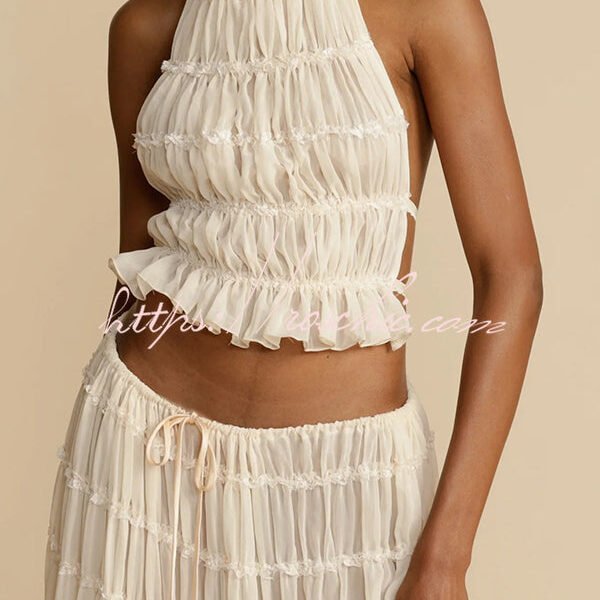 Passion and Romance Pleated Back Elastic Straps Adjustable Halter Tank