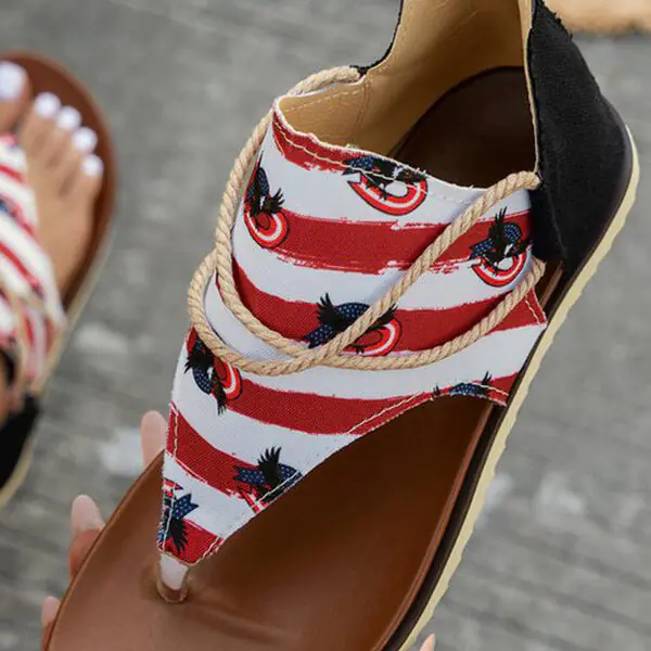 Independence Day Printed Lightweight Roman Beach Sandals
