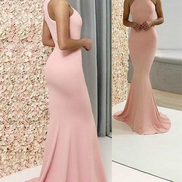 Gorgeous Halter Sleeveless Prom Dresses Popular Mermaid Chic Evening Dresses