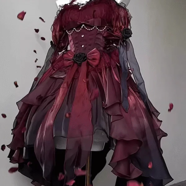 Chic High Low Halter Burgundy Organza Party Dresses Birthday Outfits SD448